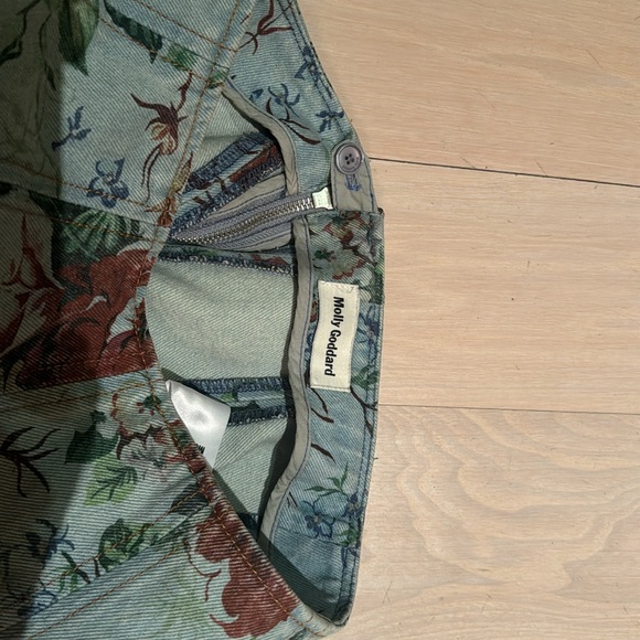 MOLLY GODDARD Floral Printed Denim Flared Mini Skirt - Picture 7 of 7